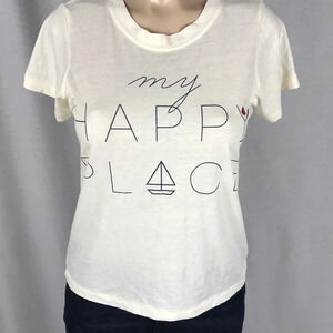 Doe “My Happy Place” Cream Color T-Shirt Size Xtra Small New With Tags